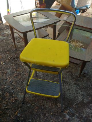 Vintage Mid Century Modern Cosco Flip Up Seat Step Stool Chair Retro Stool