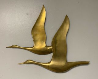 Mid Century Modern Brass Flying Geese Wall Art Retro Decor