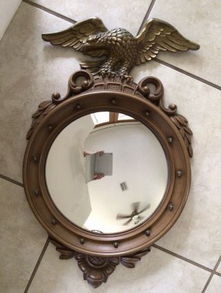 Vintage Large Syroco 4010 Eagle Federal Convex Mirror,  29 " L,  17 " W