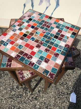 Mid Century Danish Modern Teak End Table Tile Top 1 Of Three Available 3