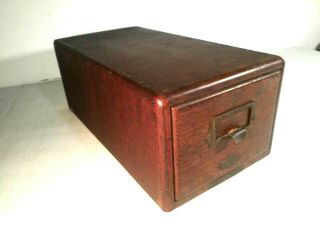 Vintage Yawman And Erbe Mfg Oak 1 Drawer Wooden File Card Box/excellent
