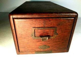 Vintage Yawman and Erbe MFG Oak 1 Drawer Wooden File Card Box/Excellent 2