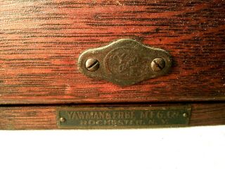 Vintage Yawman and Erbe MFG Oak 1 Drawer Wooden File Card Box/Excellent 3