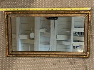 Vintage Small Wall Mirror In Brown Wooden Detailed Frame Vanity Mirror 747