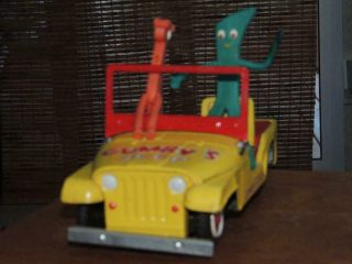 Vintage 1960s Gumby Jeep Tin Lithograph with Lakeside Pokey and Gumby 3