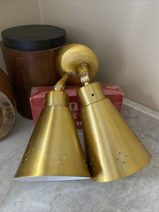 Vintage Mid Century Modern Atomic Double Cone Wall Sconce Light Fixture Lamp Mcm