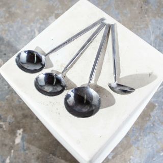 Mid Century Danish Modern Spoons Set 4 Copenhagen Cutlery Obelisk Bowl Soup Mcm