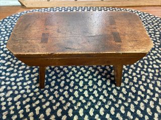 Vintage Wooden Foot Stool Bench Child’s Milking Stool Rustic Primitive H 7” L 13