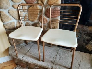 Vintage Metal Cosco Folding Card Table Chairs (set Of 2) 1955 Model 60 - Fd Vinyl