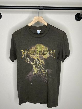 Vintage 1987 Megadeth State Of The Art Speed Metal Band Double Sided S T - Shirt