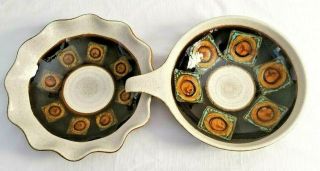 Mid Century Modern Vintage 2pc.  Large Bowl & Platter Brown Stoneware Set Germany
