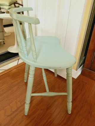Mid Century Vintage Kidney Shape Wood Vanity Piano Desk Spindle Chair Stool - 3