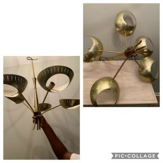 Rare Vintage 1960’s Mid Century Italian Made 5 Bulb Brass Sputnik Chandelier