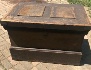 Antique Very Large Carpenters Chest Tool Box Trunk With 3 Tool Trays