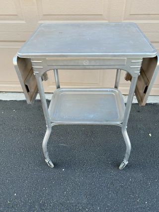 Vintage Typewriter Stand Table Desk Grey Industrial By Luxco