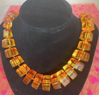 S21 J6 Vintage 28 " Natural Baltic Amber Bead Necklace 100 Gr Knotted