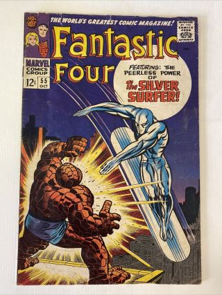 The Fantastic Four 55 Marvel Comics 1966 Jack Kirby Gd/vg Silver Surfer Classic
