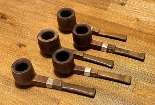 5 Vintage Gbd England Estate Smoking Pipes With Sterling Silver Band -