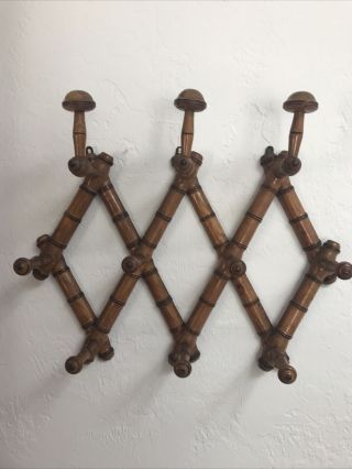 Antique Victorian Bamboo Hat Rack In Caramel Finish