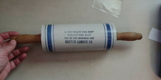 Advertising Stoneware Rolling Pin Blue Banded Griffith Lumber Co.