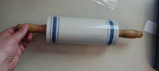 Advertising Stoneware Rolling Pin Blue Banded GRIFFITH LUMBER CO. 2