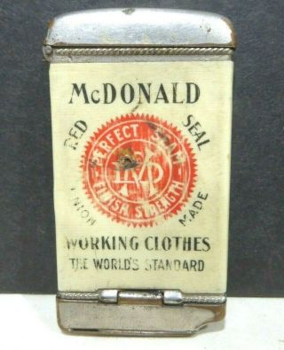 1900 Mcdonald Clothes Red Seal Overalls Shirts Pants Match Safe Holder