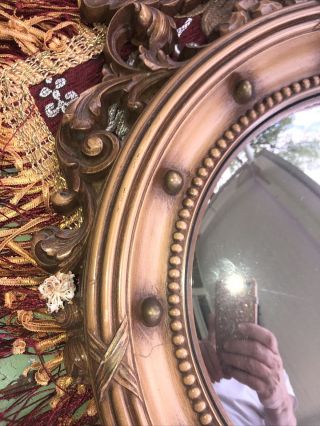 Vintage Large Syroco Eagle Gold Federal Convex Bubble Mirror,  21 x 15 3