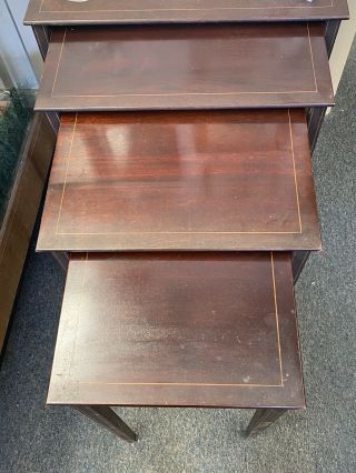 Vintage Antique Set of 4 Wood Nesting Tables 2