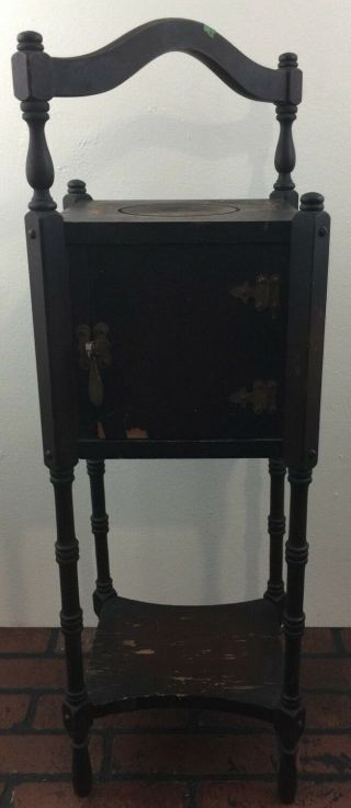 Vintage Smoking Table Pipe Cigar Stand Cabinet Humidor W Door