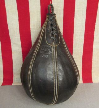 Vintage Hutch Leather Boxing Punching Speed Bag & Ken - Wel Gloves w/Box NOS 2