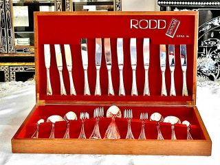 Vintage Epns A1 Silver Plated Rodd Cutlery Set For 6 Wooden Canteen