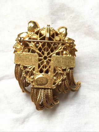 Rare Vintage Pauline Rader Gold Dangle Lion Pendant Brooch Pin Gorgeous Signed 5