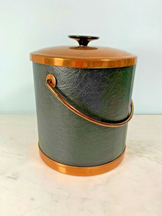 Mcm Vintage Coppercraft Guild Copper Black Wrap Ice Bucket