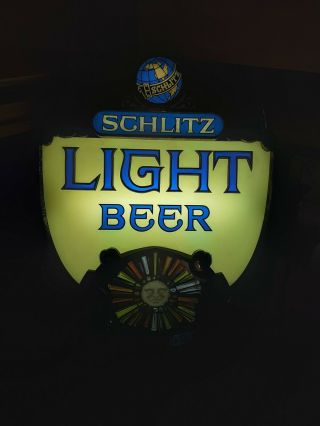 Vintage Rotating Schlitz Light Up Bar Light Beer Advertising Sign.  Rare