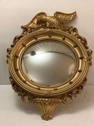Vintage Syroco Gold Eagle Convex Mirror 4007 Federal Style 21 " X 15 "