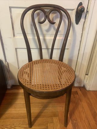 Vintage Thonet Style Bentwood Cafe Chair With Cane Seat In