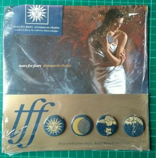 Tears For Fears 7 " Woman In Chains Ltd W 4 Badges Ideab13