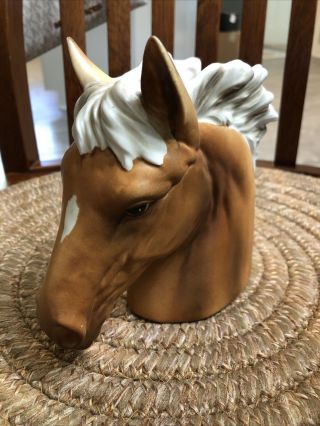 Vintage Ceramic Palomino Horse Head Planter Vase 6”
