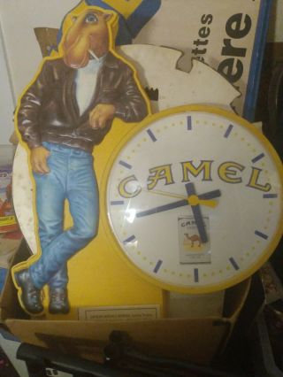 Vintage Joe Camel Lights Cigarette Store Display Wall Clock Sign 24x19