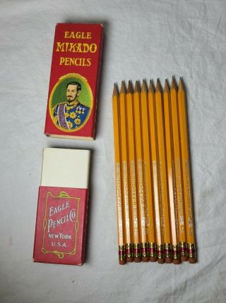 Vintage Eagle Mikado Pencils No.  174 Grade 2 With 10 Pencils