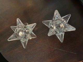 9 - Point Star Taper Candle Holders Clear Glass Set Of 2