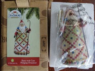 Jim Shore 2009 Santa 4014338 Christmas Ornament With Quilted Robe And Cane