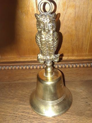 Vintage Brass Owl Bell 6 1/2 Inch Tall 1 C16