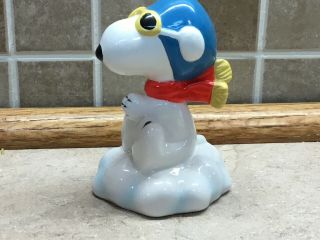 Vintage Taiwan Peanuts Snoopy Flying Ace Porcelain Figurine.  4”