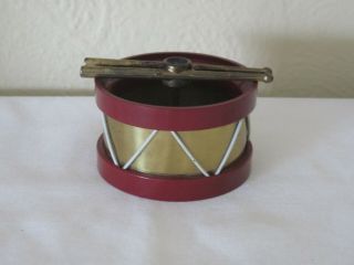Unique Art Deco Chase Red Plastic Bakelite & Brass Or Gold Tone Drum Ashtray