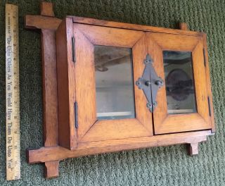Vintage Wood And Glass Wall Curio Display Case Cabinet With Brass Hardware