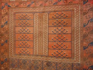 Wonderful Antique 1900 Turkoman Ersari Hatchli Ensi Yurtdoor Rug Hg