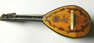 Vintage Inlaid Mandolin Music Box Italy Plays Torna A Sorrento Marked 