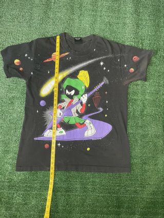 Vintage 90s Giant Mens Xl Marvin The Martian All Over Print Double Sided T Shirt