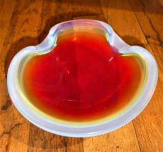 Vintage Cenedese Murano 1960s Italian Art Sommerso Glass Geode Bowl